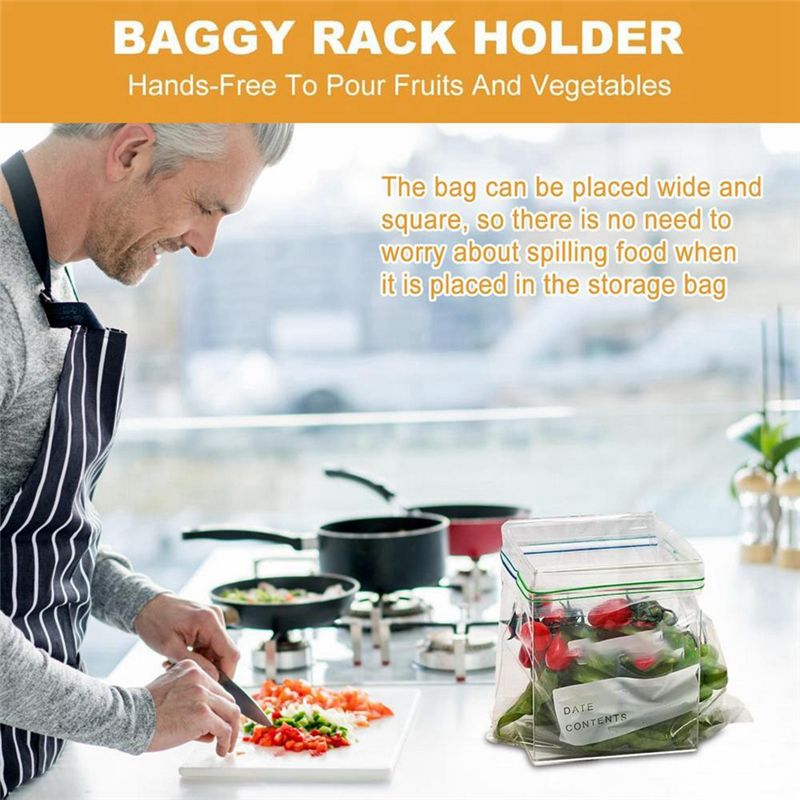 Food Storage Bag - ซูเปอร์เซลล์ ที่เก็บถุงซิปล็อคสำหรับครัว ถุงเก็บอาหารและขนม ปิดผนึกได้ ไม่ลื่นไถล ใช้งานสะดวกแบบแฮนด์ฟรี