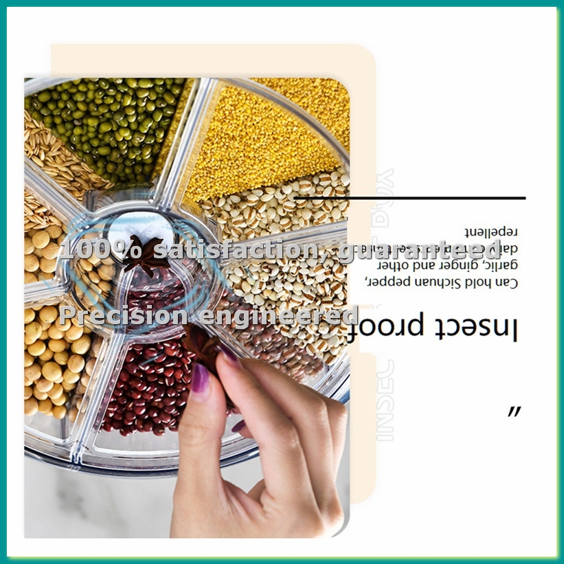 Food Storage Containers - กล่องเก็บซีเรียลแบบ 6 ช่อง พร้อมที่จ่ายอาหารแบบหมุนได้ 360 องศา