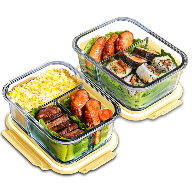 Food Storage Oven Safe - กล่องถนอมอาหารแก้ว ทนความร้อนสูง ไมโครเวฟได้ กล่องเบนโตะ สำหรับตู้เย็น ปิดผนึกแน่น