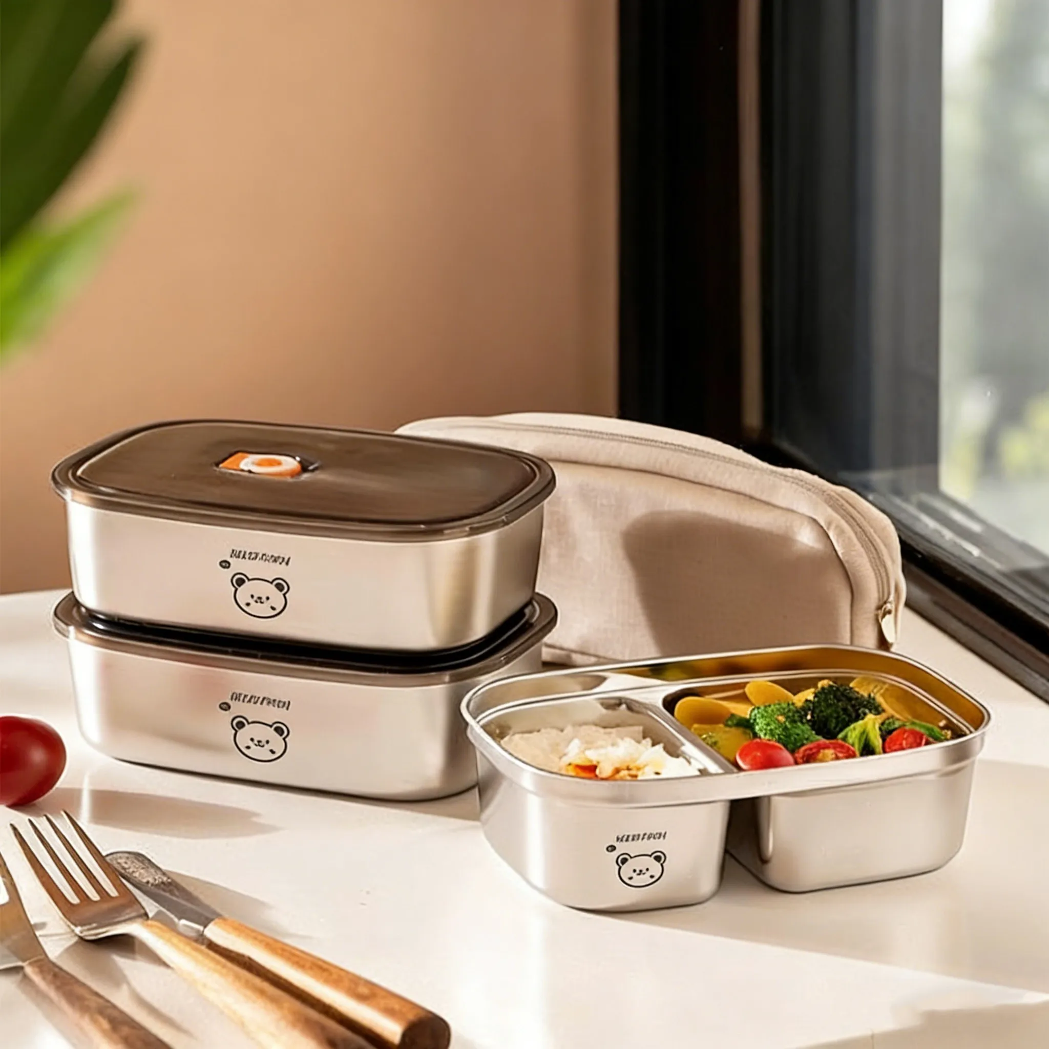 กล่องอาหารกลางวันสแตนเลส 304 ข - Food Storage Oven Safe บทวิจารณ์และราคา